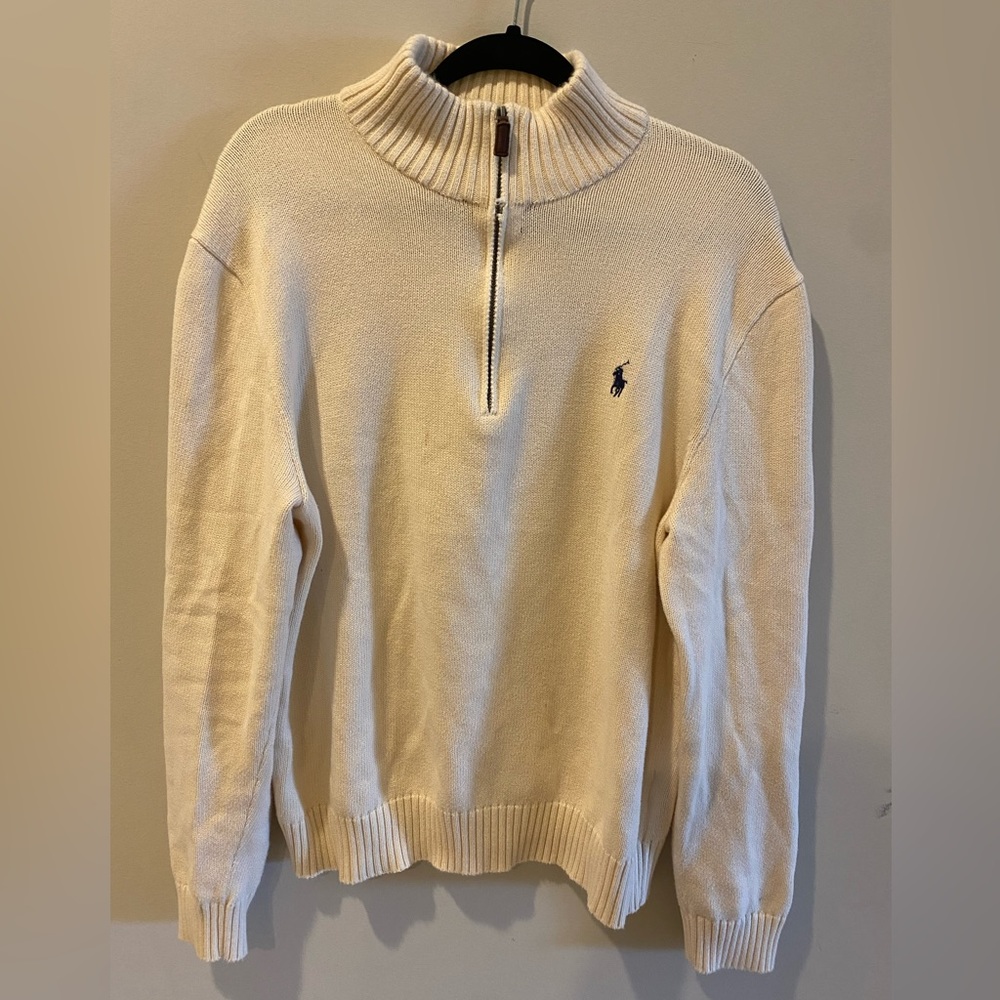 XL POLO RALPH LAUREN IVORY CREAM MENS COTTON MOCK NECK SWEATER